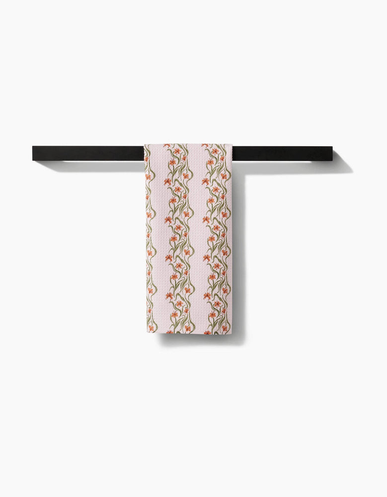 Geometry - Floral Fall Stripe Tea Towel