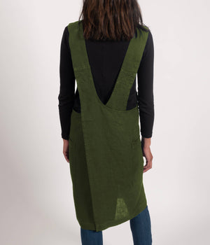 KAF Home Firenze Stone Washed Linen Cross Back Smock Apron, Navy