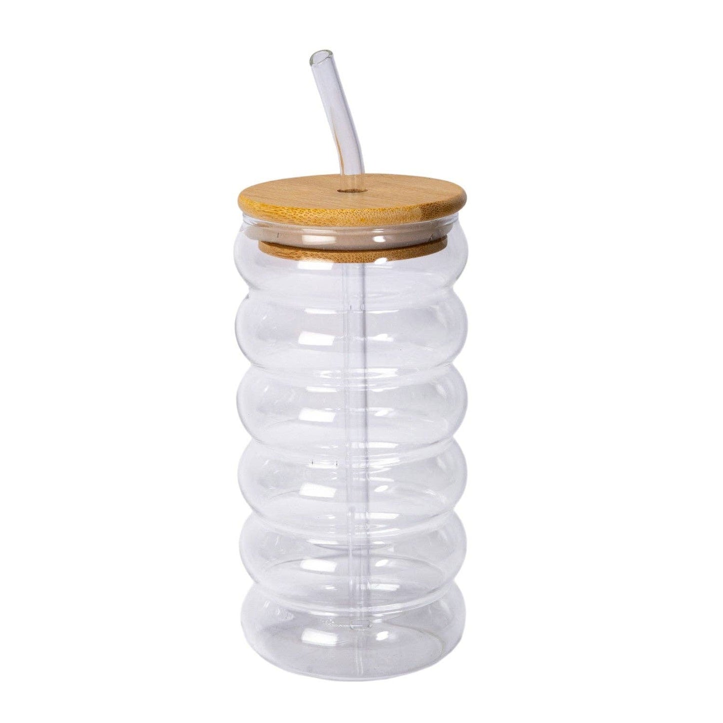 Glass Tea Cup with Lid and Straw, 16oz