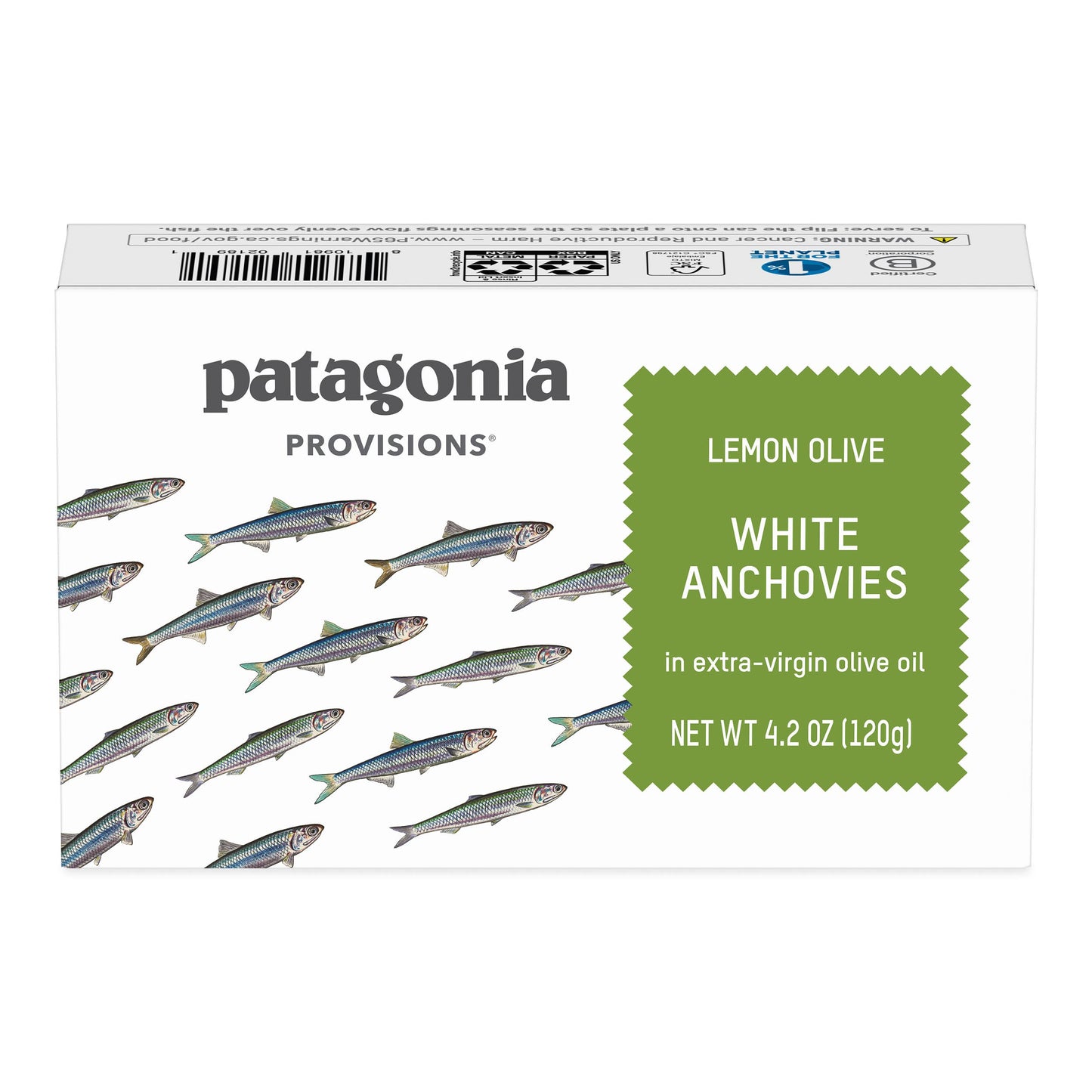 Patagonia Provisions Lemon Olive Spanish White Anchovies, 4.2 oz
