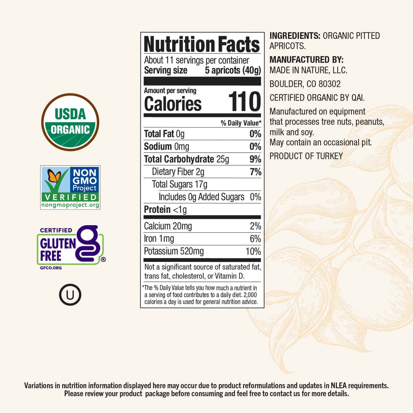 Made In Nature Dried Apricots, 6oz