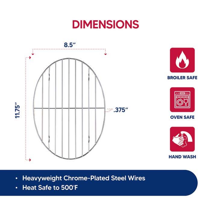 Oval Wire Roasting Baking Broiling Rack, 11x8.5