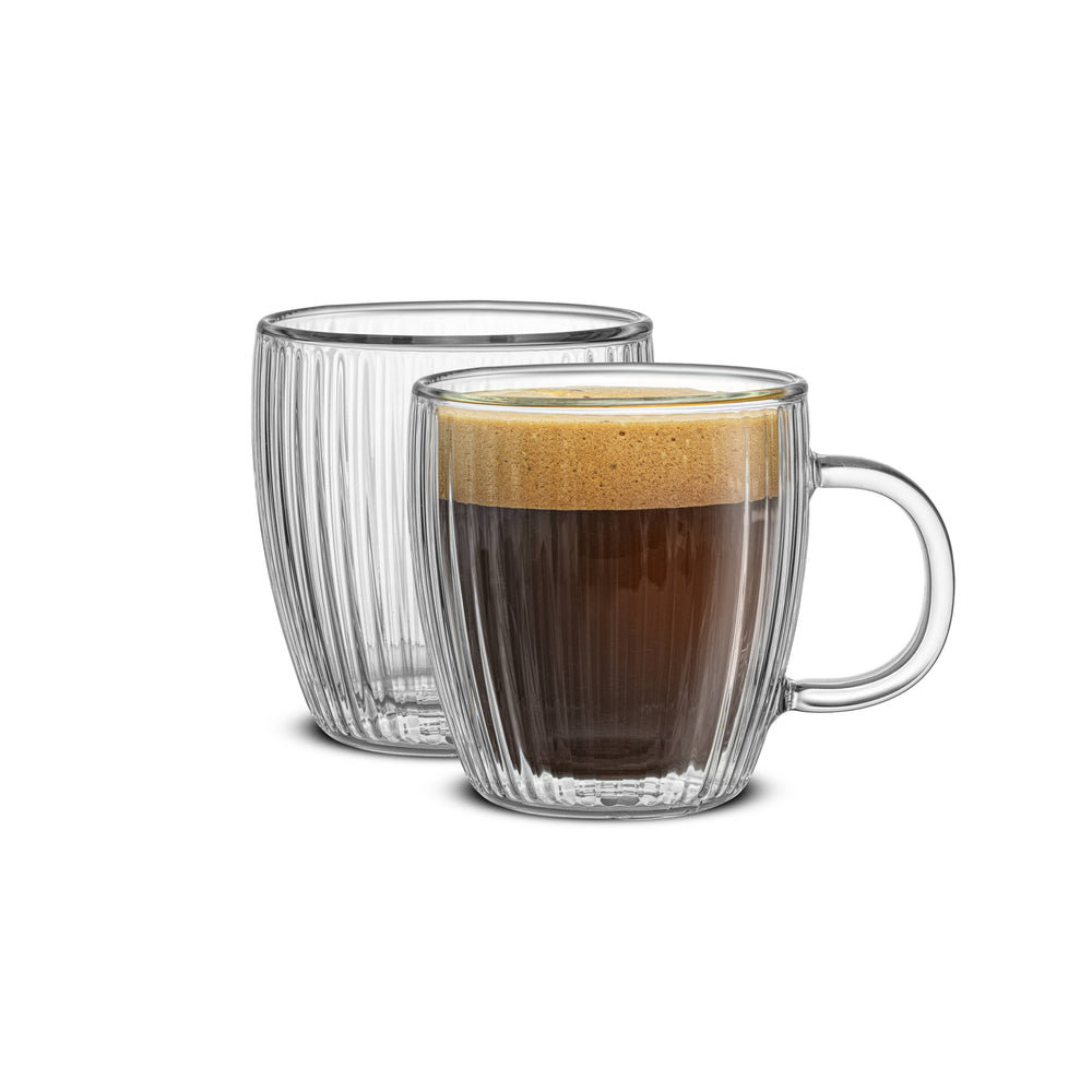 JoyJolt - Fluted Savor Double Wall Espresso Glasses 5.4oz - Set of 2