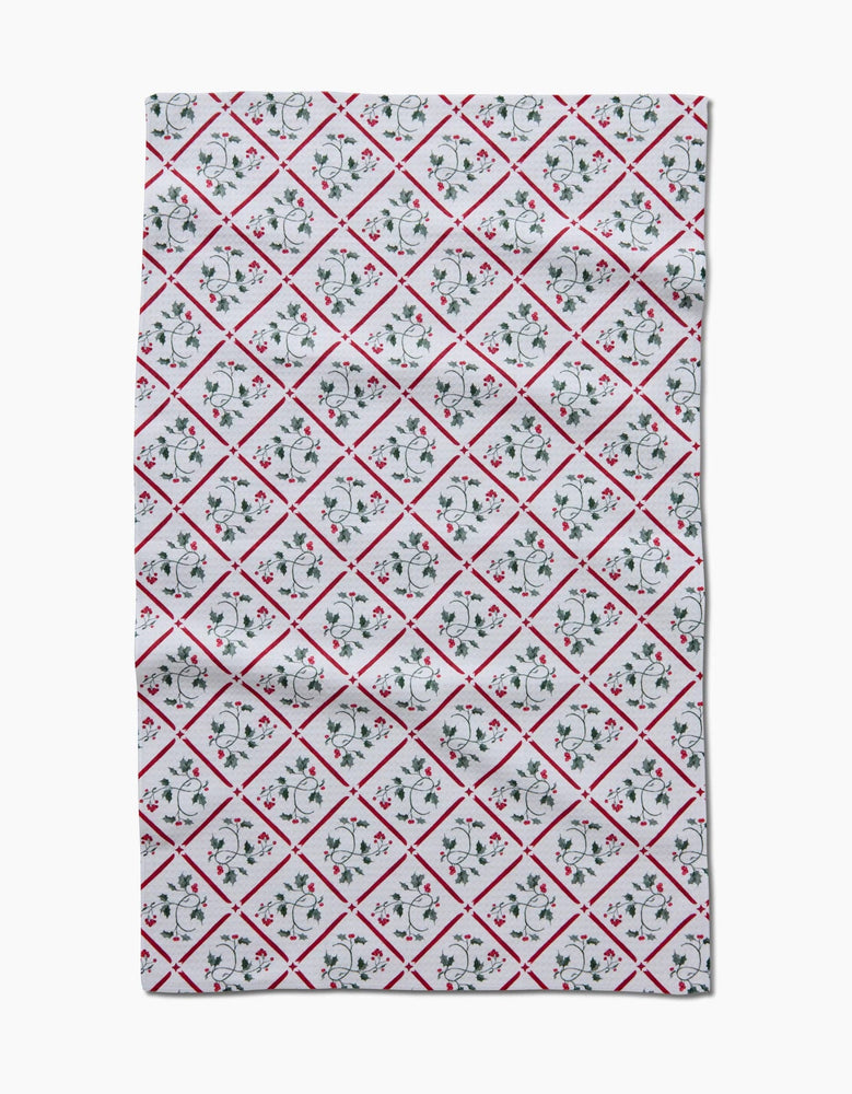 Geometry - Christmas Mistletoe Trellis Tea Towel