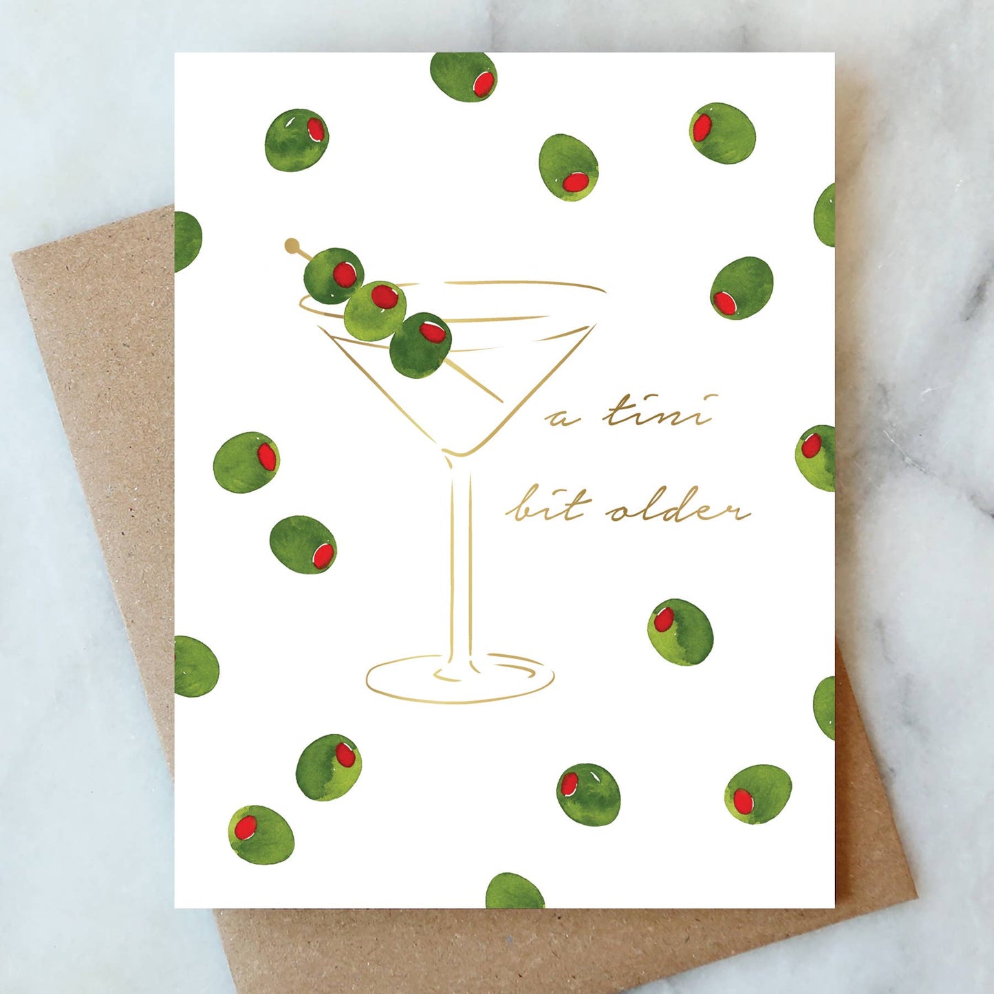 Abigail Jayne Design - Martini Olives Birthday Greeting Card | Birthday Card