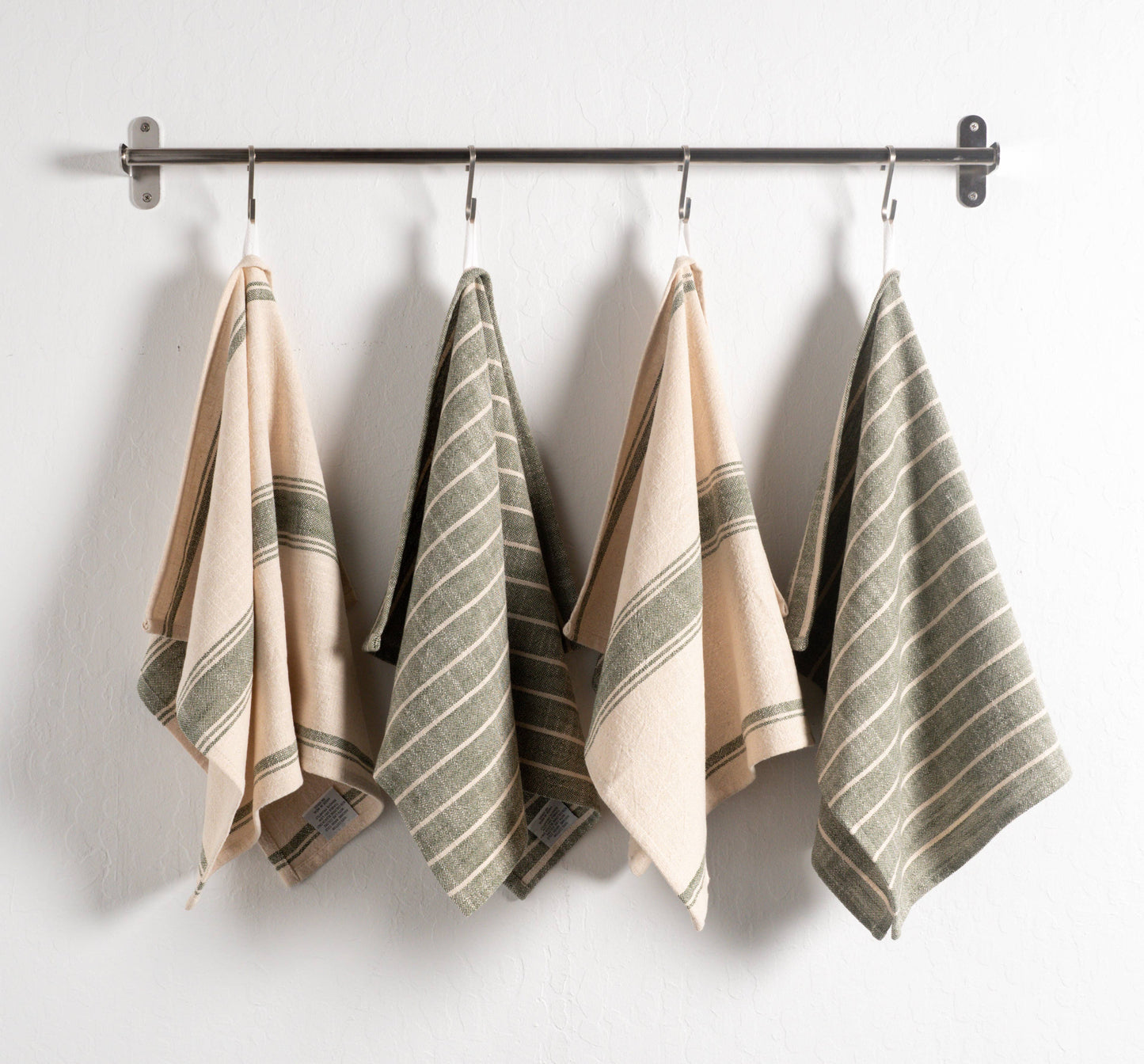 KAF Home Firenze Natural Slubbed Kitchen Towels, 18" x 28", Olive, Set of 2