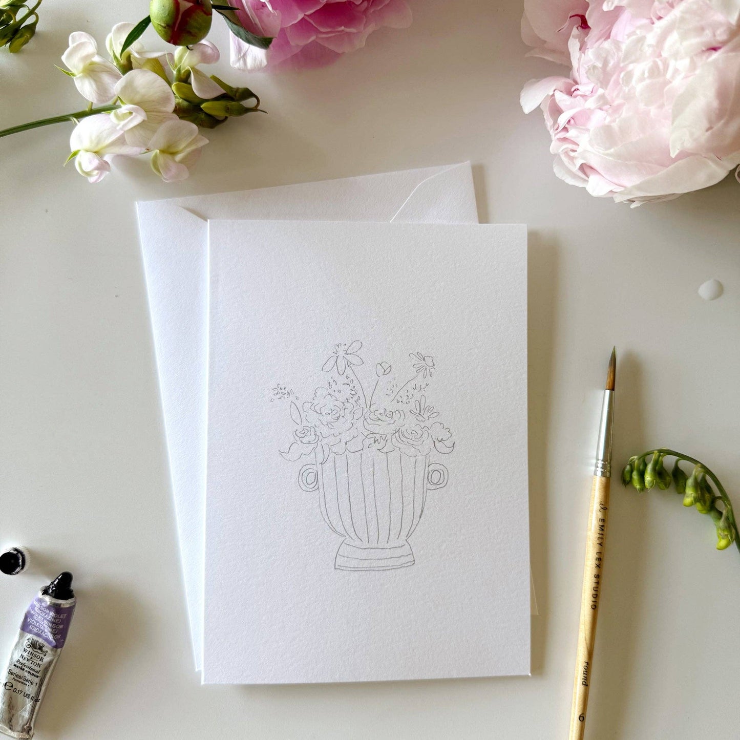 emily lex studio Bouquets Paintable Notecards