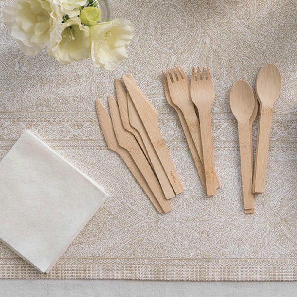 bambu® - Disposable Bamboo Knife, Fork, and Spoon Set