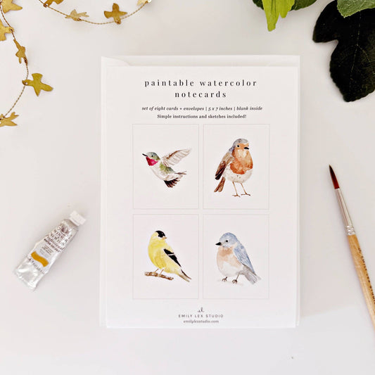 emily lex studio Backyard Birds Paintable Watercolor Notecard Set