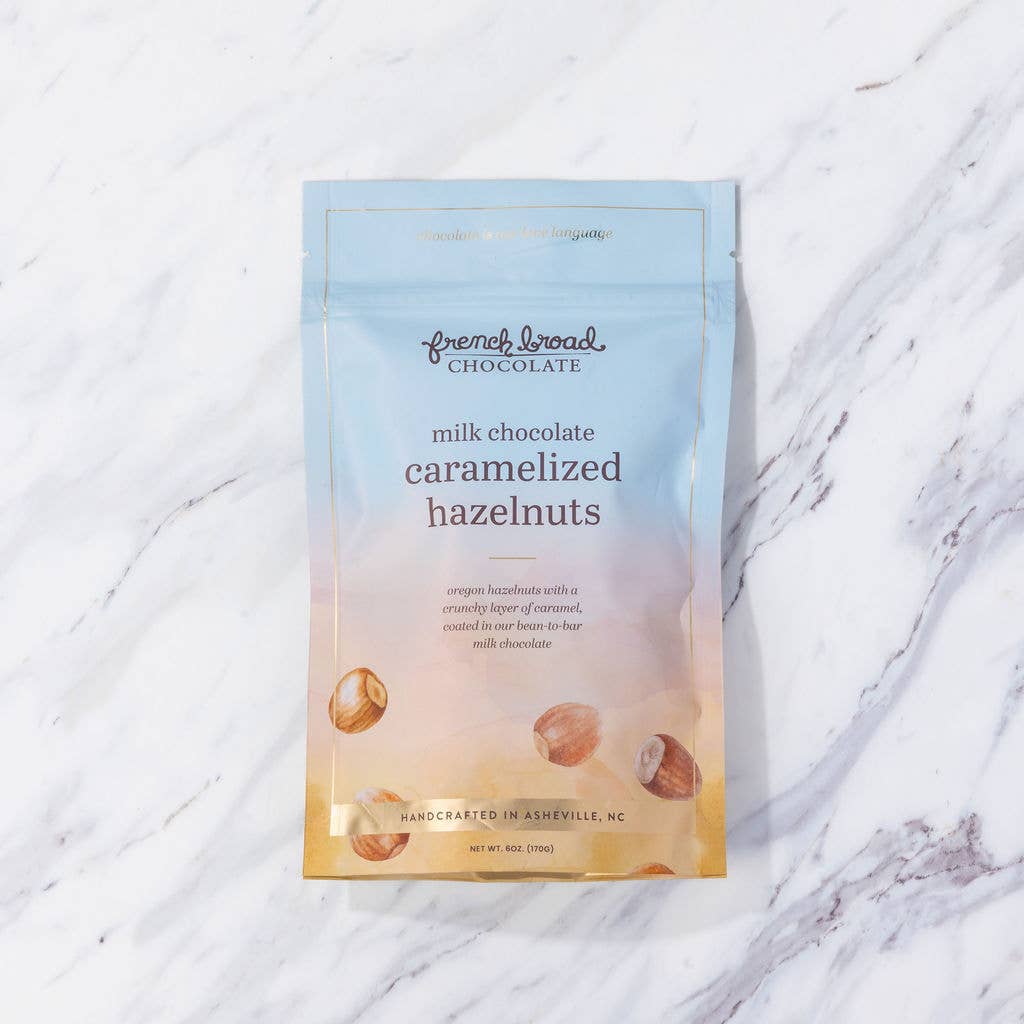 French Broad Chocolate Milk Chocolate Covered Caramelized Hazelnuts, 6oz
