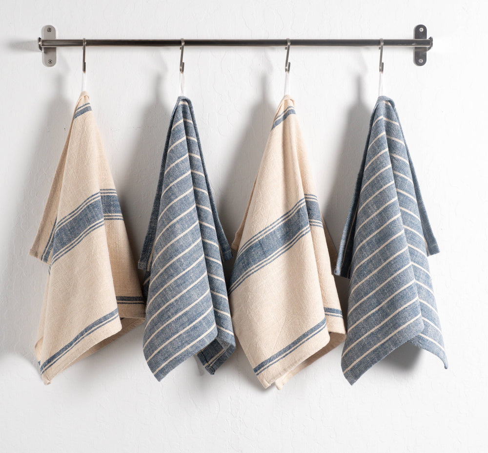 KAF Home Firenze Natural Slubbed Kitchen Towels, 18" x 28", Olive, Set of 2