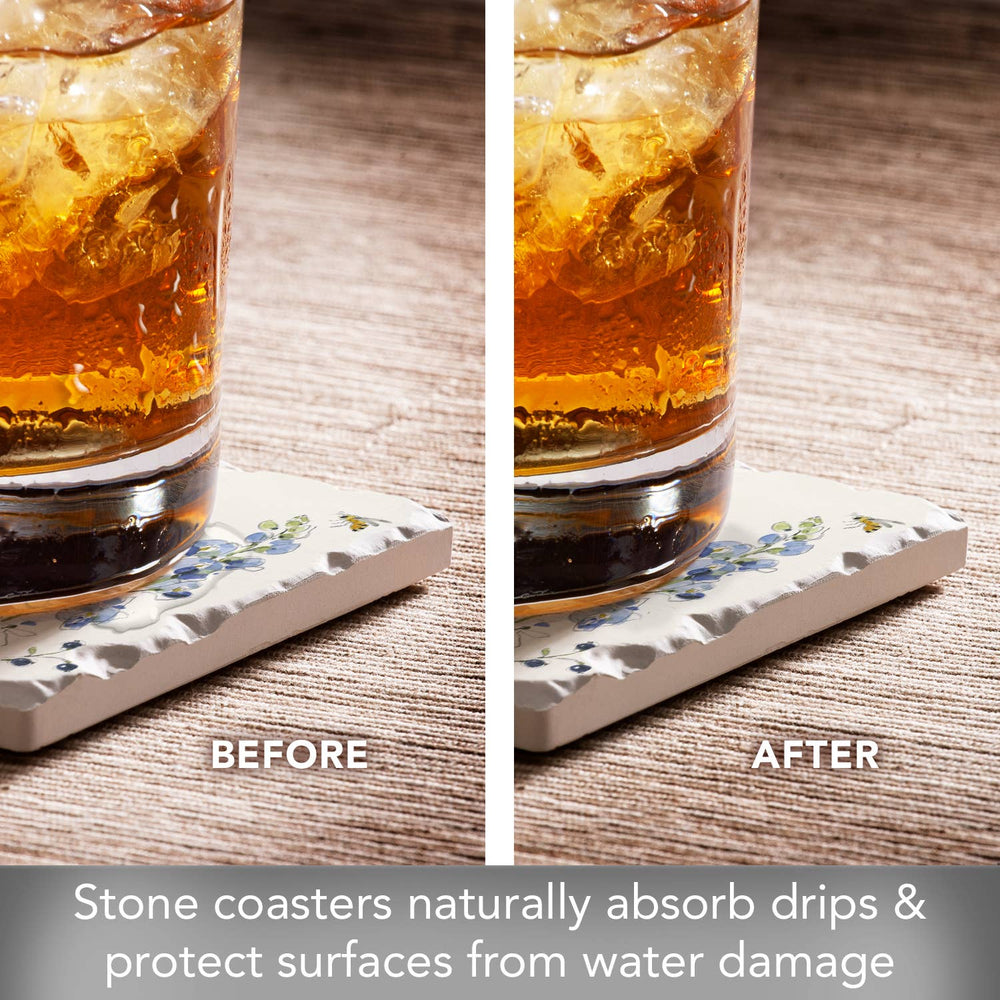 Lovely Blues Absorbent Tumbled Tile Coaster, Set of 4