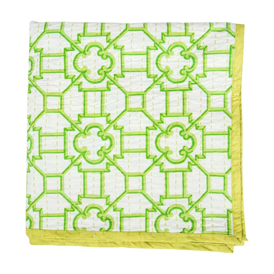 Caspari La Dolce Vita Kantha Quilt Sage & Lavender Table Covers