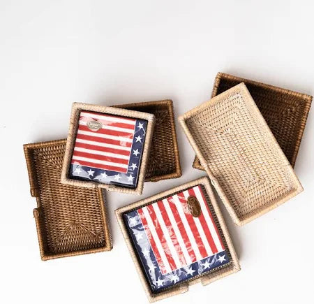 Brown Rattan Guest Towel Napkin Holder