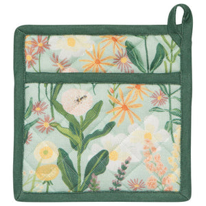 Bees & Blooms Spruce Potholder