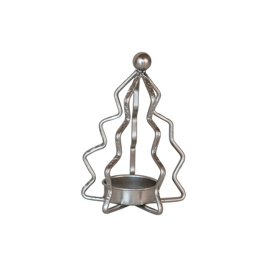 Tree Tealight, Silver, Set of 9