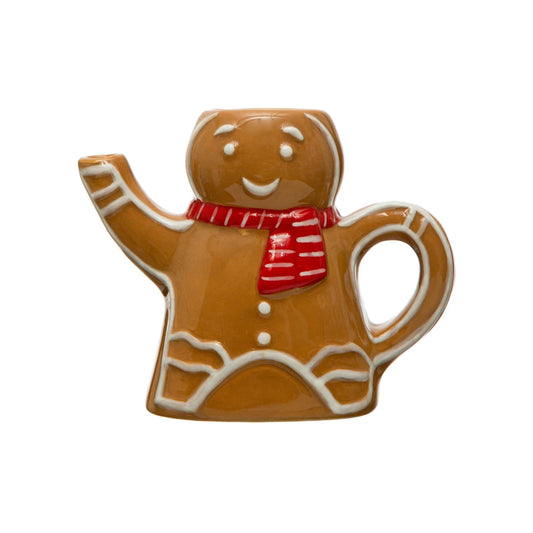 Hand-Painted Ceramic Gingerbread Man with Scarf Creamer