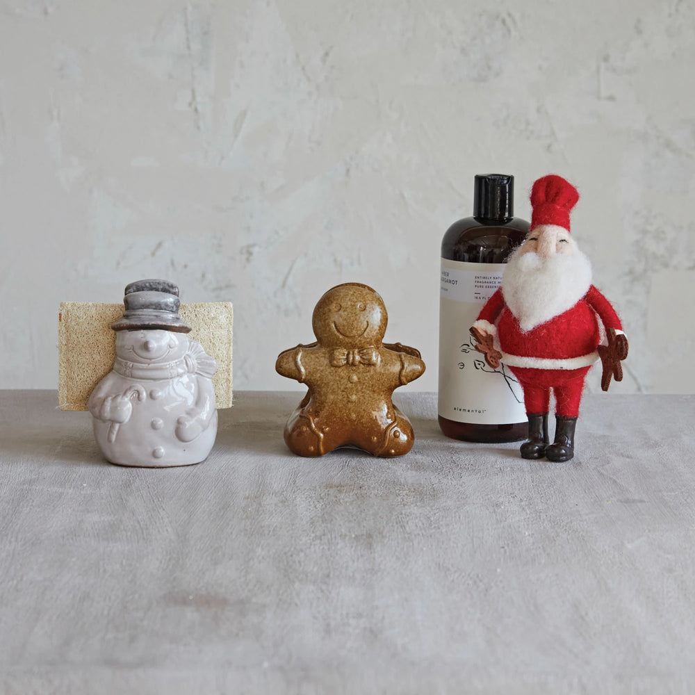 Stoneware Snowman Sponge Holder