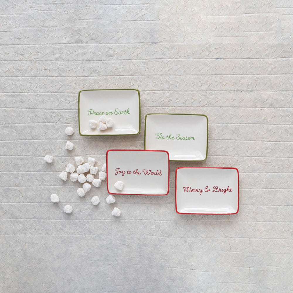 Stoneware Dish with Holiday Words