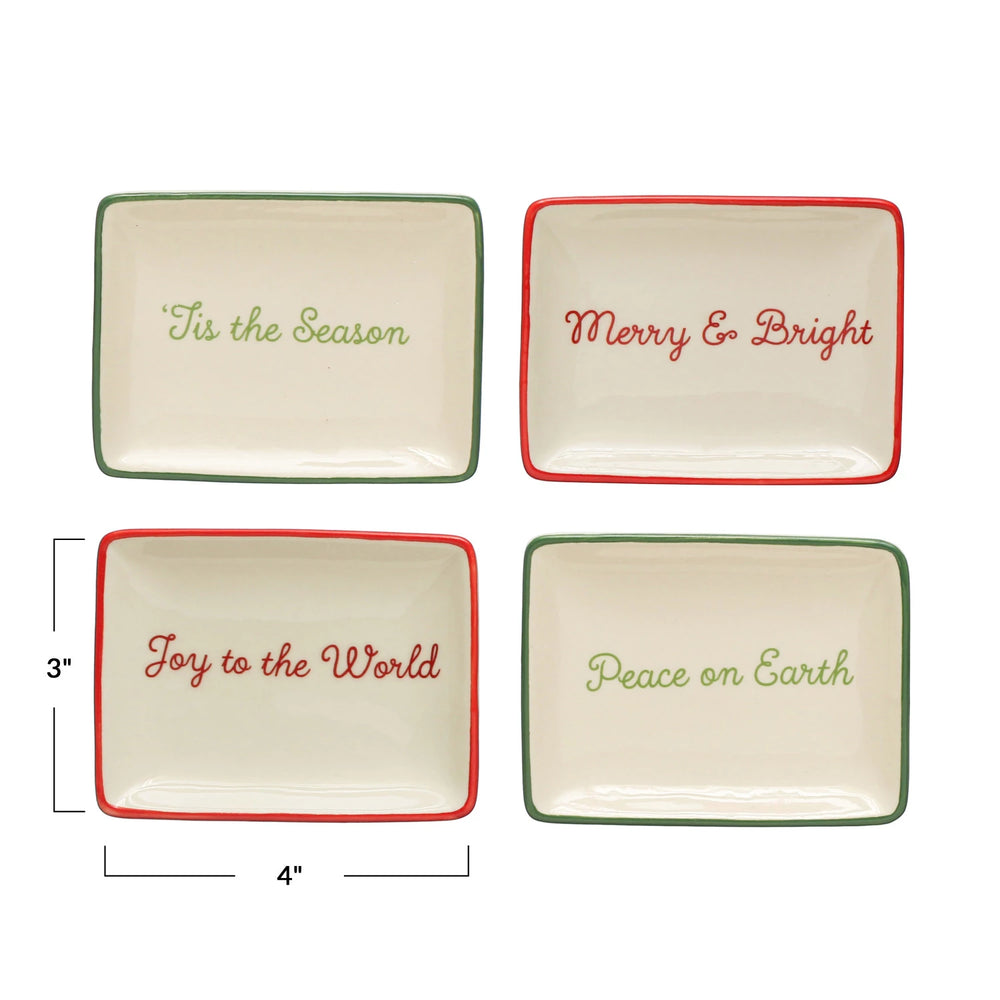 Stoneware Dish with Holiday Words