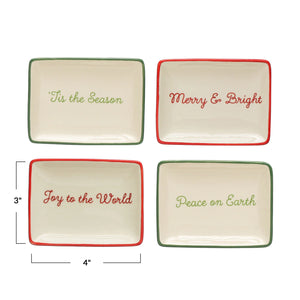 Stoneware Dish with Holiday Words