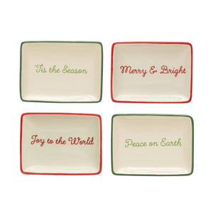 Stoneware Dish with Holiday Words