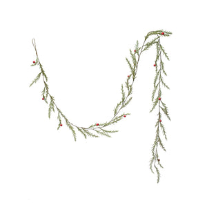 Faux Cedar Garland with Red Berries