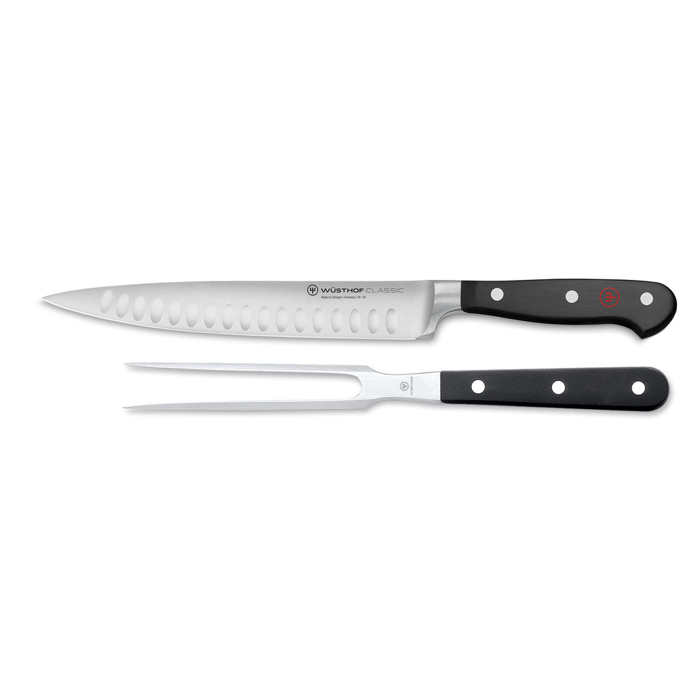 Wüsthof Classic Hollow Edge Carving Knife and Fork Set