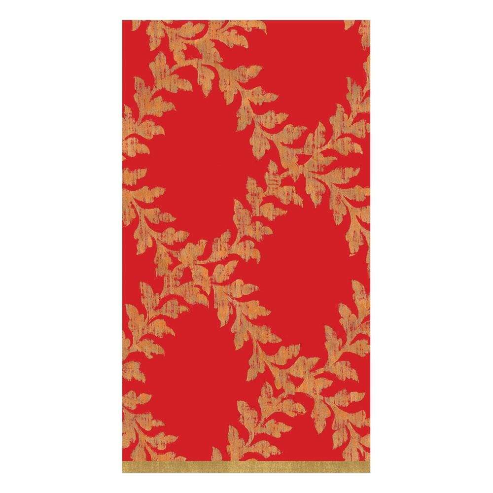 Caspari Acanthus Trellis Red Guest Towel Napkins, Set of 15