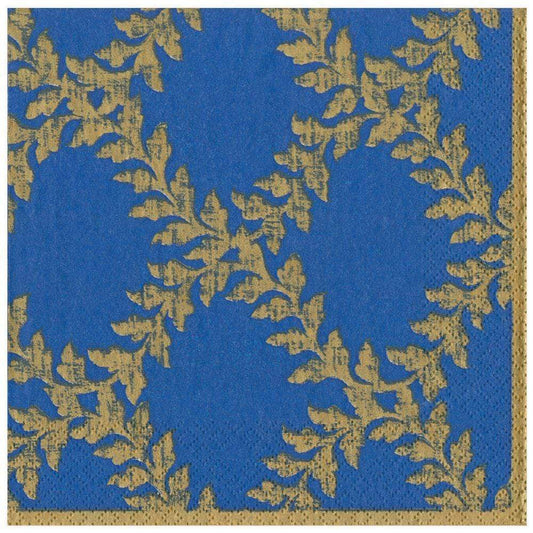 Caspari Acanthus Trellis Blue Cocktail Napkins, Set of 20