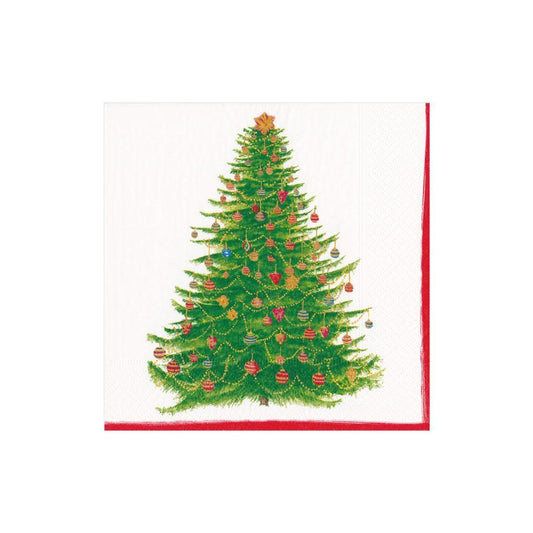 Caspari Glittering Tree White Cocktail Napkins, Set of 20