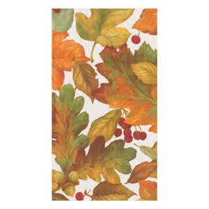 Caspari Autumn Leaves Guest Towel Napkins, Set of 15