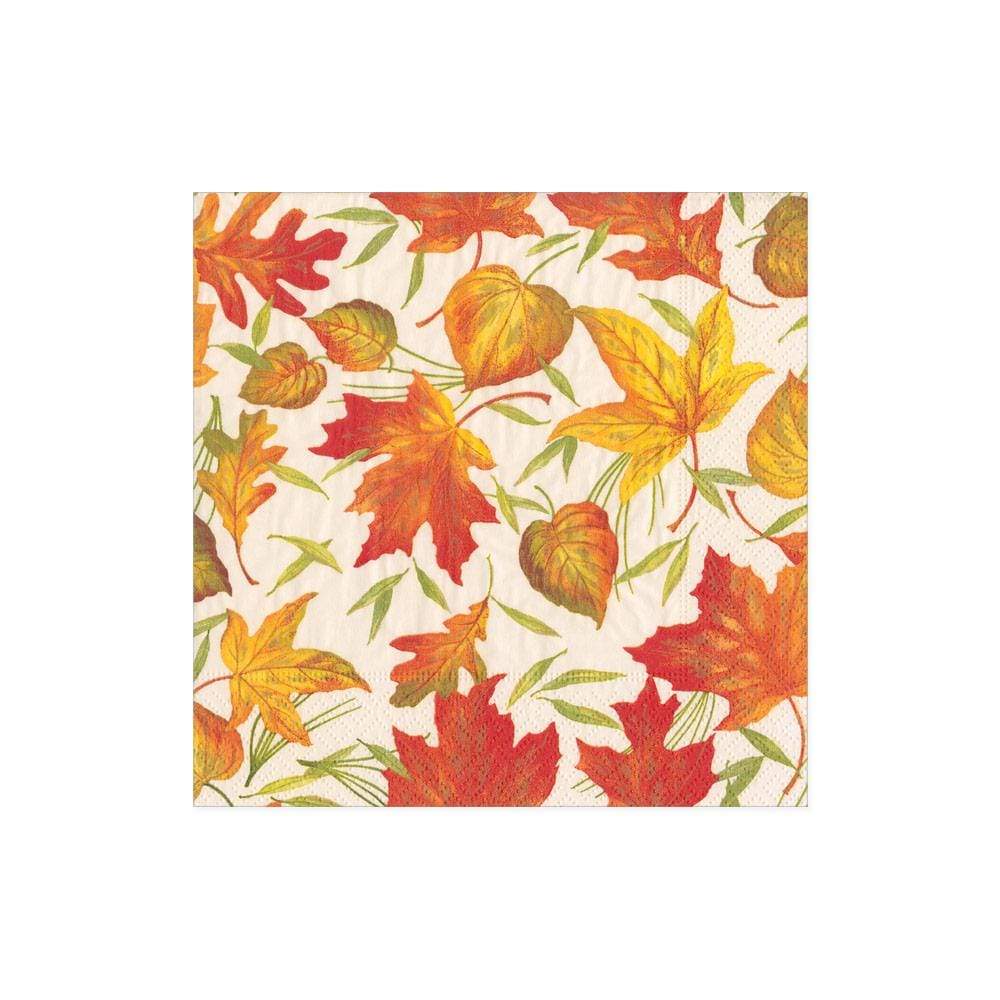 Caspari Woodland Leaves Cocktail Napkins, Set of 20