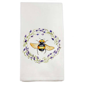 Bee with Lavender Wreath Dishtowel