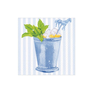 Caspari Mint Julep Blue Cocktail Napkins, Set of 20