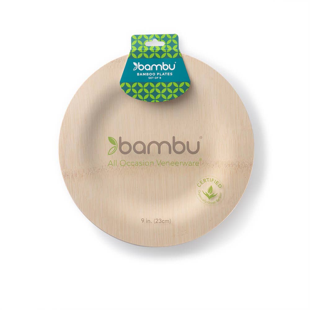 bambu® Disposable Bamboo Round Plates, 9"