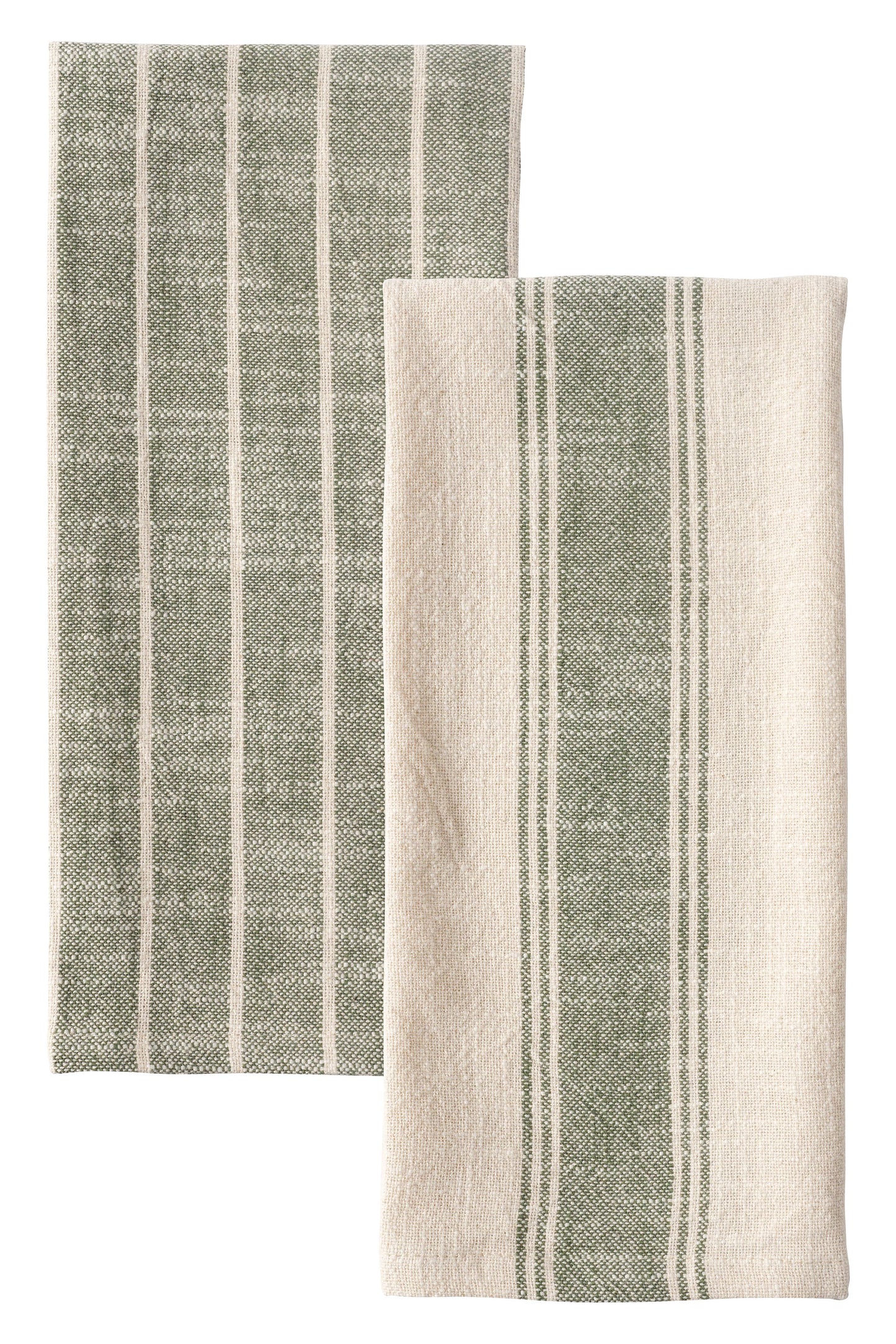 KAF Home Firenze Natural Slubbed Kitchen Towels, 18" x 28", Olive, Set of 2