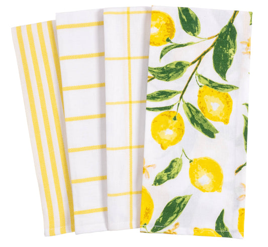 KAF Home Lemon Print Towels - 4 PC