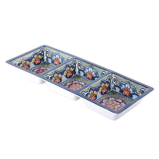 Three Sectional Taco Tray - Blue