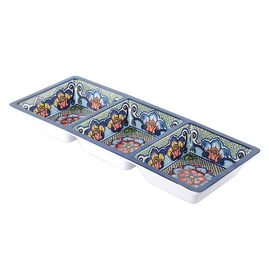 Three Sectional Taco Tray - Blue