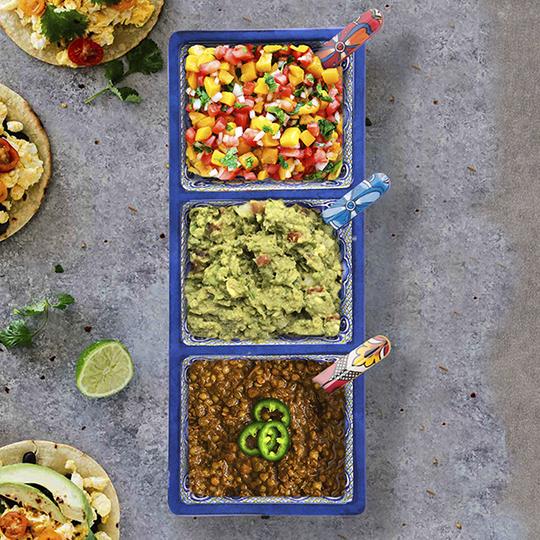 Three Sectional Taco Tray - Blue