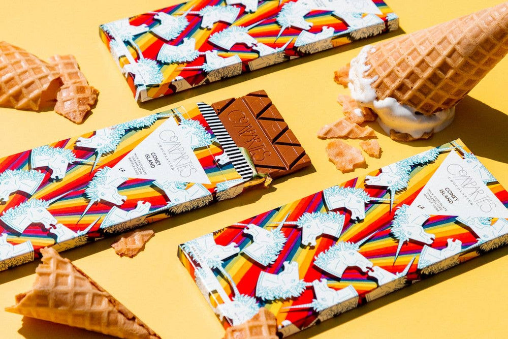 
            
                Load image into Gallery viewer, Compartes Chocolate - Coney Island Waffle Cone Chocolate Bar
            
        