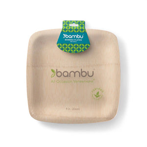 bambu® Disposable Bamboo Square Plates, 9"