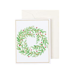 Wreath in Foil Gift Enclosure Cards, Set of 4