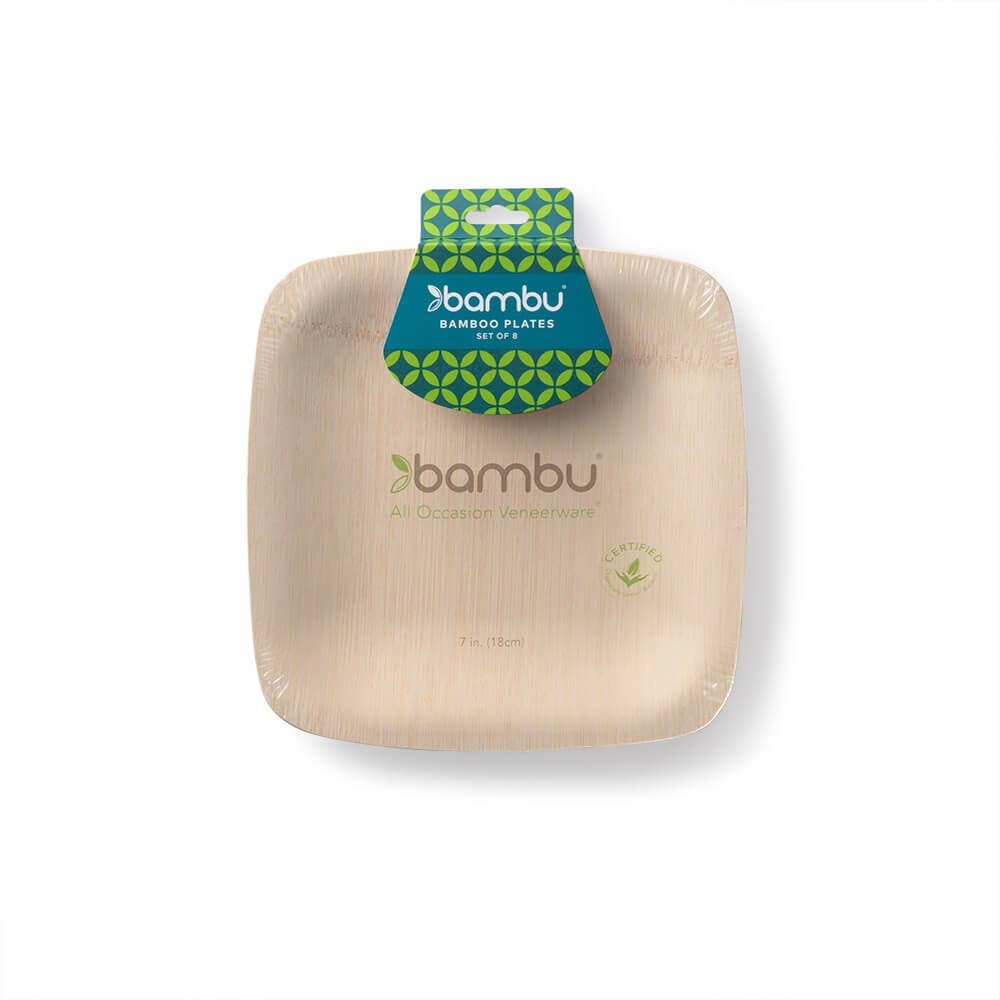 bambu® Disposable Bamboo Square Plates, 7"