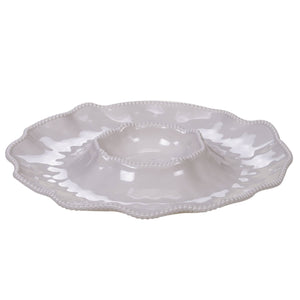 Perlette Cream Melamine Chip & Dip, 14.5"