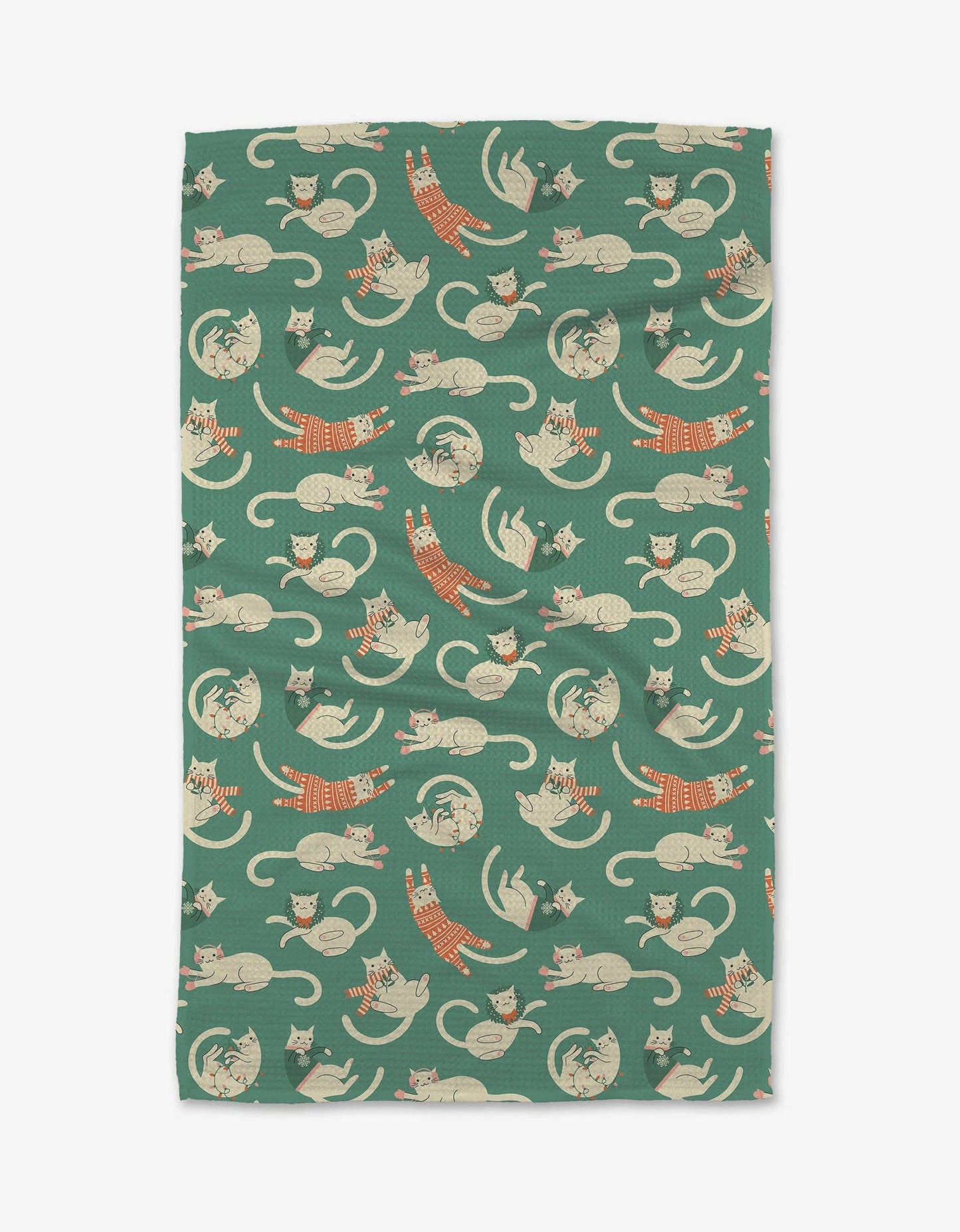 Geometry - Christmas Cats Tea Towel