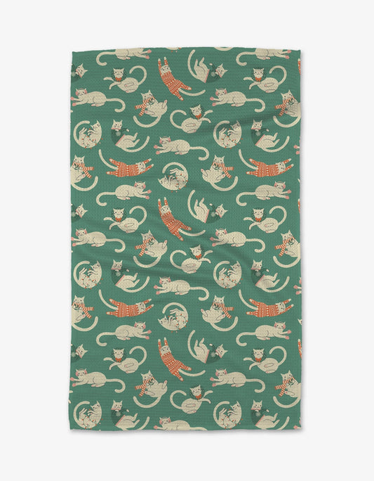 Geometry - Christmas Cats Tea Towel