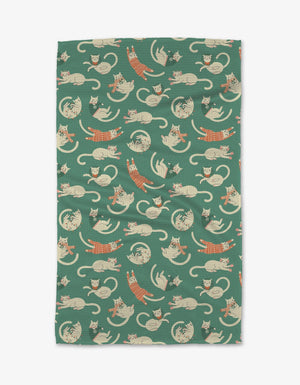 Geometry - Christmas Cats Tea Towel