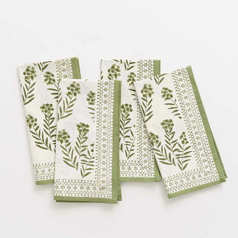 Pomegranate Phlox Green Napkin - 4 PC